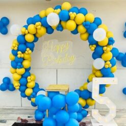 Blue N Gold Balloon Ring Decorations For 5th Birthday In Bangalore