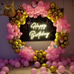 Pink N Gold Balloons Ring Decorations In Bangalore