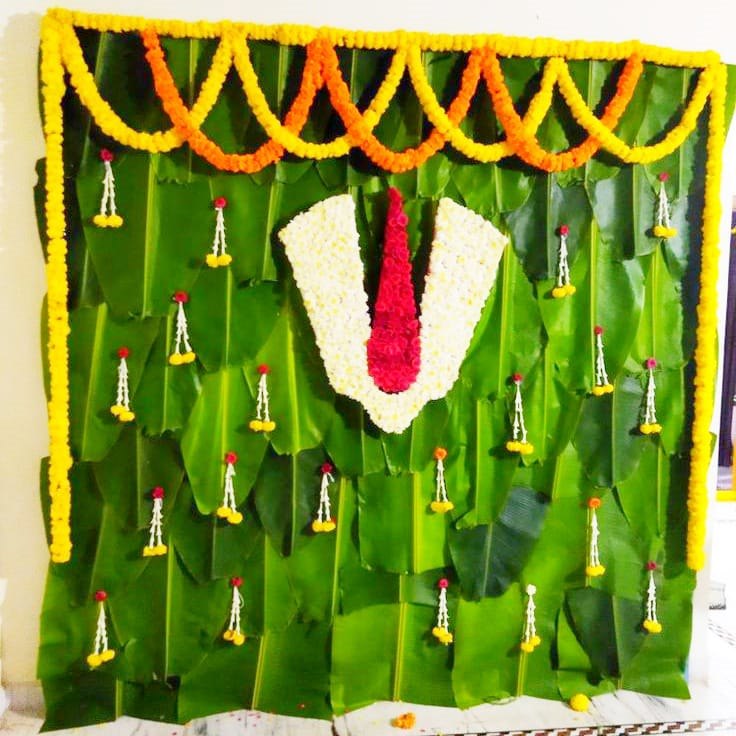 Banana Leaves & Marigold Flower Decoration For Baby Shower in Bangalore