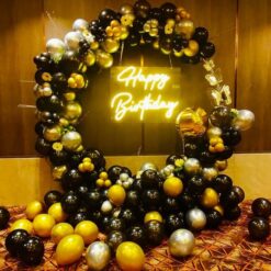 Black N Gold Balloons Ring Decoration For Birthday In Bangalore