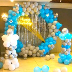 Blue N Silver Balloons Ring Decoration In Bangalore