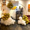 Gold N White Balloons Ring Decoration For Birthday In Bangalore