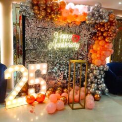 Shimmer Backdrop Decoration At Home For 25th Anniversary In Bangalore
