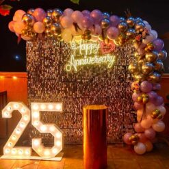 Shimmer Backdrop Decoration For 25th Anniversary At Home In Bangalore