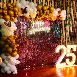 Shimmer Backdrop Decoration For 25th Anniversary In Bangalore