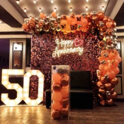 Shimmer Backdrop Decoration For 50th Anniversary In Bangalore