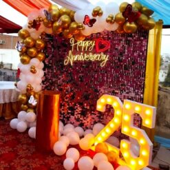 Shimmer Backdrop Decorations At Home For 25th Anniversary In Bangalore