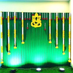 Green Backdrop And Flower Decorations For Baby Shower At Home in Bangalore