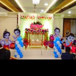 Little Krishna Theme Flower Decoration For Naming Ceremony in Bangalore