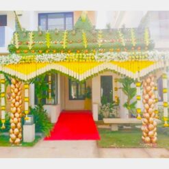Grand Flowers And Chappara Decorations For Housewarming In Bangalore