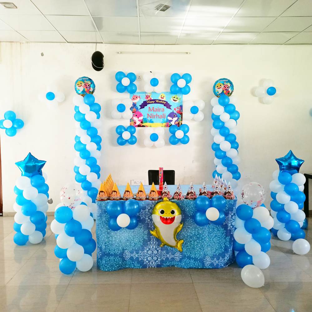 Baby Shark Theme Balloon Decorations For Birthday In Bangalore – Chintu  Party And Events