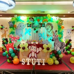Jungle Themed Birthday Curtain Decoration In Bangalore