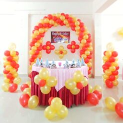 Red And Gold Simple Balloon Decorations For Birthday In Bangalore