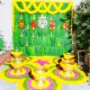 Traditional Style Banana Leaves & Flower Decoration For Haldi in Bangalore