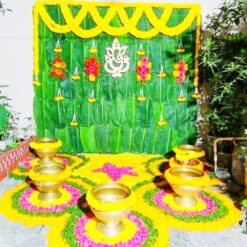 Traditional Style Banana Leaves & Flower Decoration For Haldi in Bangalore