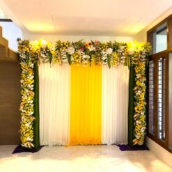 Flower Decoration For House Warming And Satyanarayana Puja