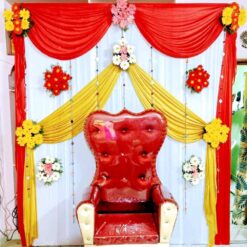 Simple Half Saree Function Flower Decorations