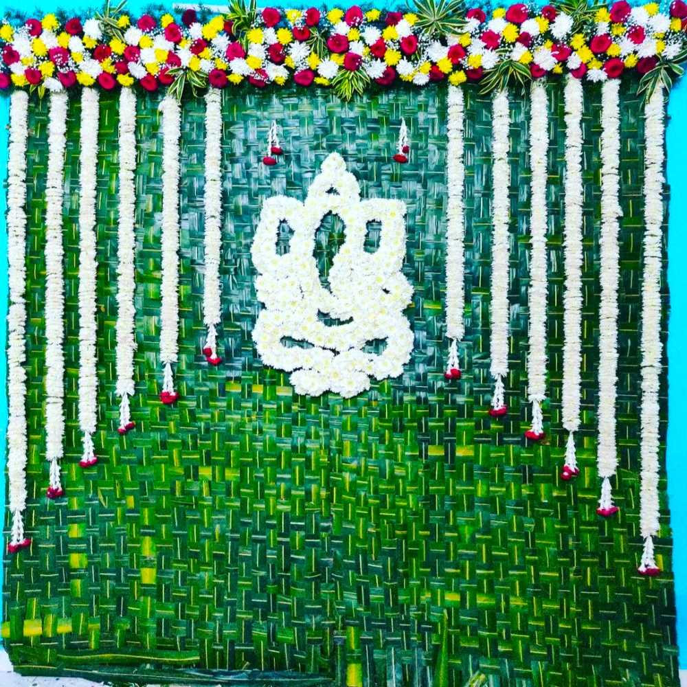 Coconut Leaves Background Flower Decorations For Baby Shower