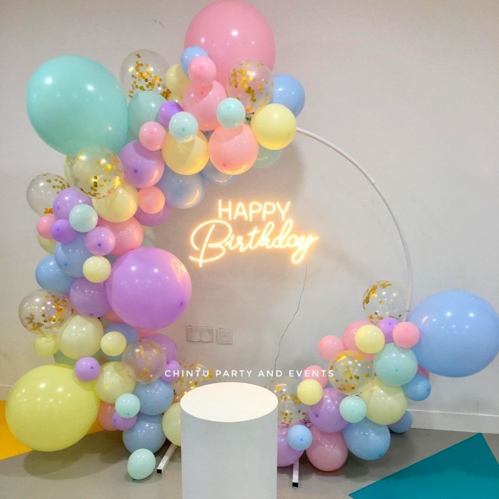 Pastel Balloon Ring Decorations For Birthday