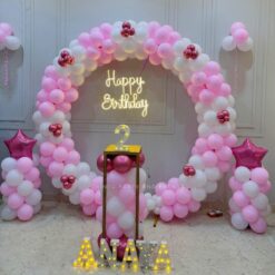 Pink And White Balloon Ring Decorations For Birthday