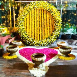 Haldi Decoration at home with flowers