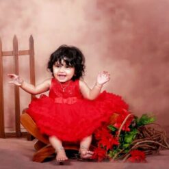 Scarlet Theme 1 Year Old Baby Girl Photoshoot