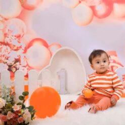 Tangerine Theme 1 Year Old Baby Boy Photoshoot
