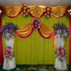 Backdrop Flowers Decorations For Puja At Home