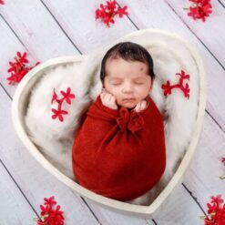 Crimson Red Theme Newborn Baby Photoshoot