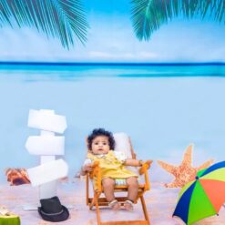 Tropical Beach Theme 1 Year Baby Photoshoot Girl